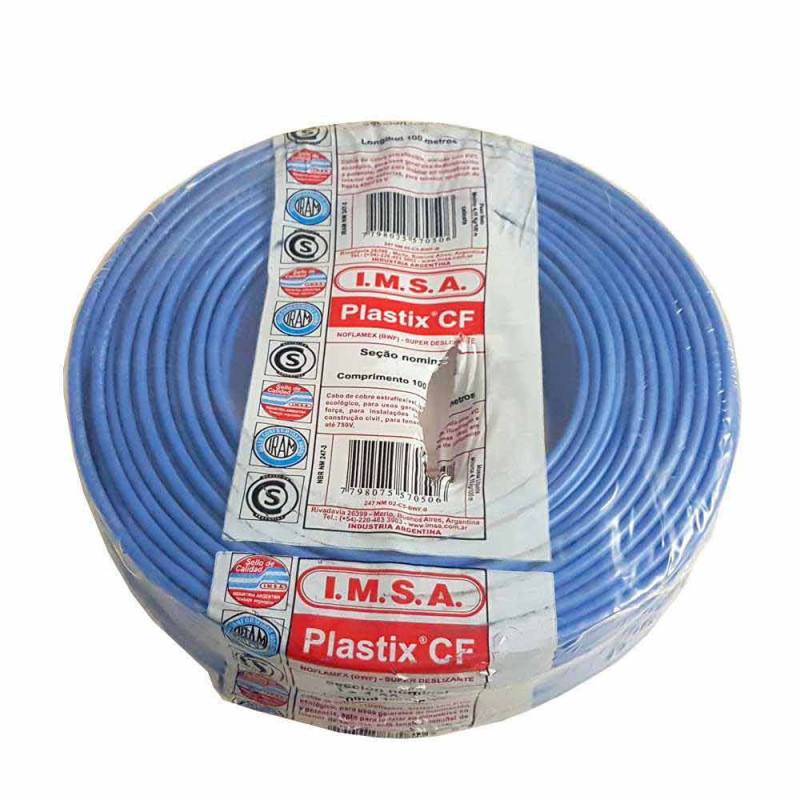 Cable unipolar IMSA 1,5mm2 rollo celeste CLASE 5 IRAM 2183