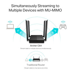 Router Wi-Fi TP-LINK ARCHER C64 AC1200 MU-MIMO 4 Puertos