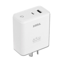 Cargador SOUL CVQ-USBPD65 USB-C/A 65W carga rápida blanco sin cable