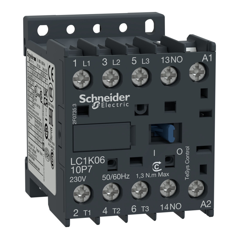 Minicontactor SCHNEIDER LC1K1210B7 Tripolar 12a 1na Bobina 24VCA