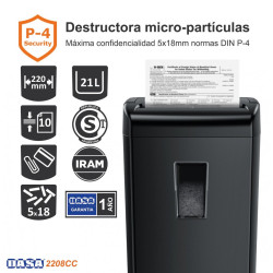 Destructora Trituradora de papel DASA 2208CC 21L