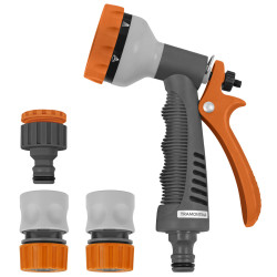 Set de riego TRAMONTINA hidropistola 4 piezas con acople