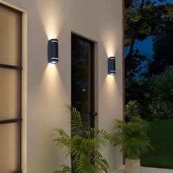 Aplique FERROLUX OPORTO curvo bidireccional para 2 luces GU10 negro con raja