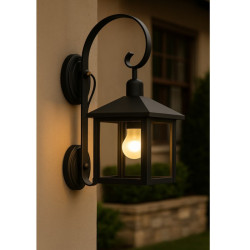 Farol SAN JUSTO TRAPEZOIDAL de pared para 1 luz E27 con mensula colonial negro