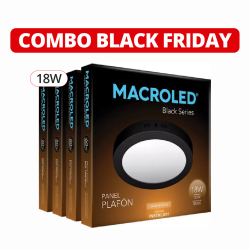 Pack de 4 plafones led MACROLED redondo 18W negro luz cálida