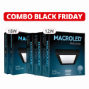 Pack de 5 plafones led MACROLED cuadrado negro luz fría