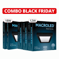 Pack de 5 plafones led MACROLED cuadrado negro luz fría