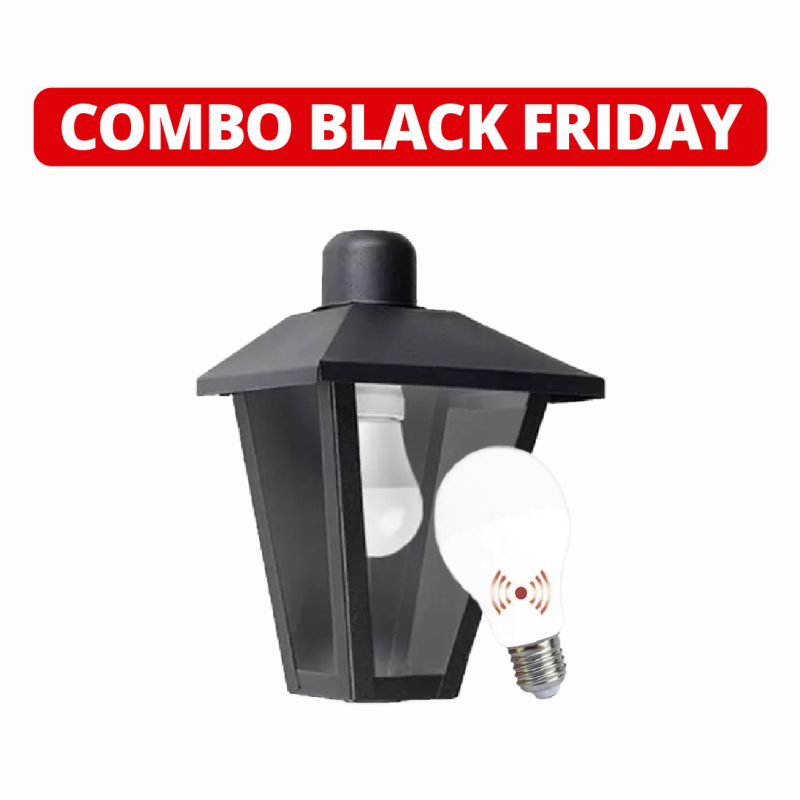 Combo farol trapezoidal SAN JUSTO + lámpara con fotocelula 10W luz fría