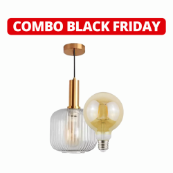 Combo colgante vidrio transparente + lámpara globo vintage dimerizable
