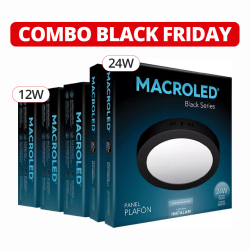 Pack de 5 plafones led MACROLED redondo negro luz fría