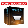 Pack de 4 plafones led MACROLED cuadrado 18W negro luz cálida