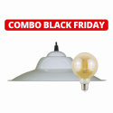Combo colgante chapa blanco + lámpara globo vintage dimerizable