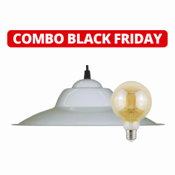 Combo colgante chapa blanco + lámpara globo vintage dimerizable