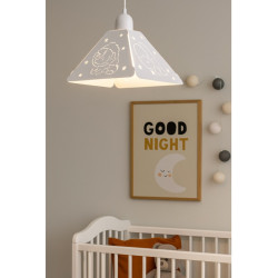 Colgante FERROLUX UNICORNIO para 1 luz E27 blanco de chapa plegada