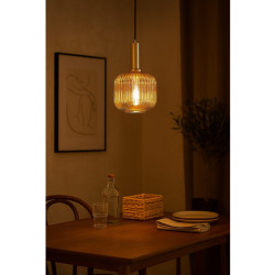 Colgante ETHEOS OVAL para 1 luz E27 vidrio dorado smoke