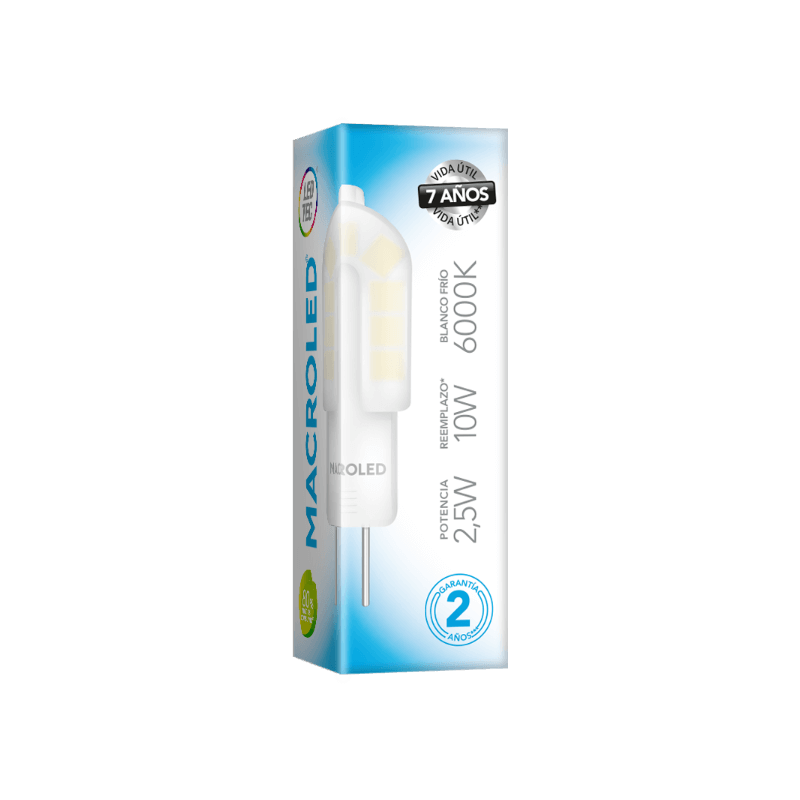 Lámpara MACROLED bi pin g4 2,5w 220v 6000°k luz fría Lámpara MACROLED bi pin g4 2,5w 220v 6000°k luz fría