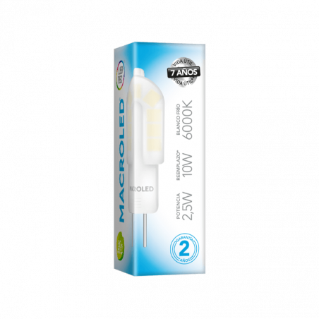 Lámpara MACROLED bi pin g4 2,5w 220v 6000°k luz fría