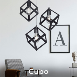 Colgante FERROLUX CUBO para 1 luz E27 negro