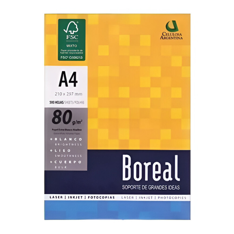 Resma A4 BOREAL 80g/m2 500 Hojas Resma A4 BOREAL 80g/m2 500 Hojas