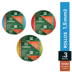 Combo cable unipolar COBRHIL 1.5mm2 3 por 100 metros