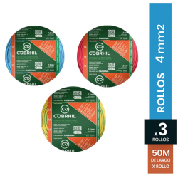 Combo cable unipolar COBRHIL 4mm2 3 por 50 metros