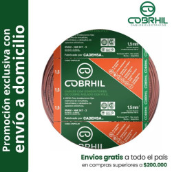 Rollo de cable unipolar COBRHIL 1.5mm2 100 metros IRAM NM247-3 venta exclusiva con envió a domicilio