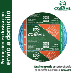 Rollo de cable unipolar COBRHIL 1.5mm2 100 metros IRAM NM247-3 venta exclusiva con envió a domicilio