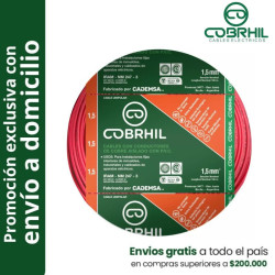 Rollo de cable unipolar COBRHIL 1.5mm2 100 metros IRAM NM247-3 venta exclusiva con envió a domicilio