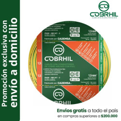 Rollo de cable unipolar COBRHIL 1.5mm2 100 metros IRAM NM247-3 venta exclusiva con envió a domicilio