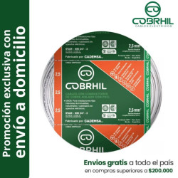 Rollo de cable unipolar COBRHIL 2.5mm2 100 metros IRAM NM247-3 venta exclusiva con envió a domicilio