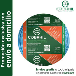 Rollo de cable unipolar COBRHIL 2.5mm2 100 metros IRAM NM247-3 venta exclusiva con envió a domicilio