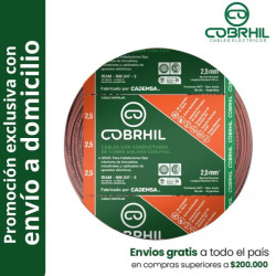 Rollo de cable unipolar COBRHIL 2.5mm2 100 metros IRAM NM247-3 venta exclusiva con envió a domicilio