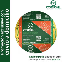 Rollo de cable unipolar COBRHIL 2.5mm2 100 metros IRAM NM247-3 venta exclusiva con envió a domicilio