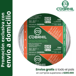 Rollo de cable unipolar COBRHIL 4mm2 100 metros IRAM NM247-3 venta exclusiva con envió a domicilio