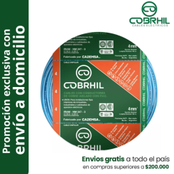 Rollo de cable unipolar COBRHIL 4mm2 100 metros IRAM NM247-3 venta exclusiva con envió a domicilio