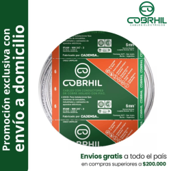 Rollo de cable unipolar COBRHIL 6mm2 100 metros IRAM NM247-3 venta exclusiva con envió a domicilio