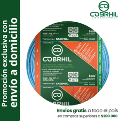 Rollo de cable unipolar COBRHIL 6mm2 100 metros IRAM NM247-3 venta exclusiva con envió a domicilio
