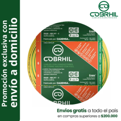 Rollo de cable unipolar COBRHIL 6mm2 100 metros IRAM NM247-3 venta exclusiva con envió a domicilio