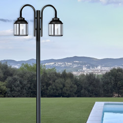 Farol SAN JUSTO HEXAGONAL para 2 luces E27 con columna 2.5mts