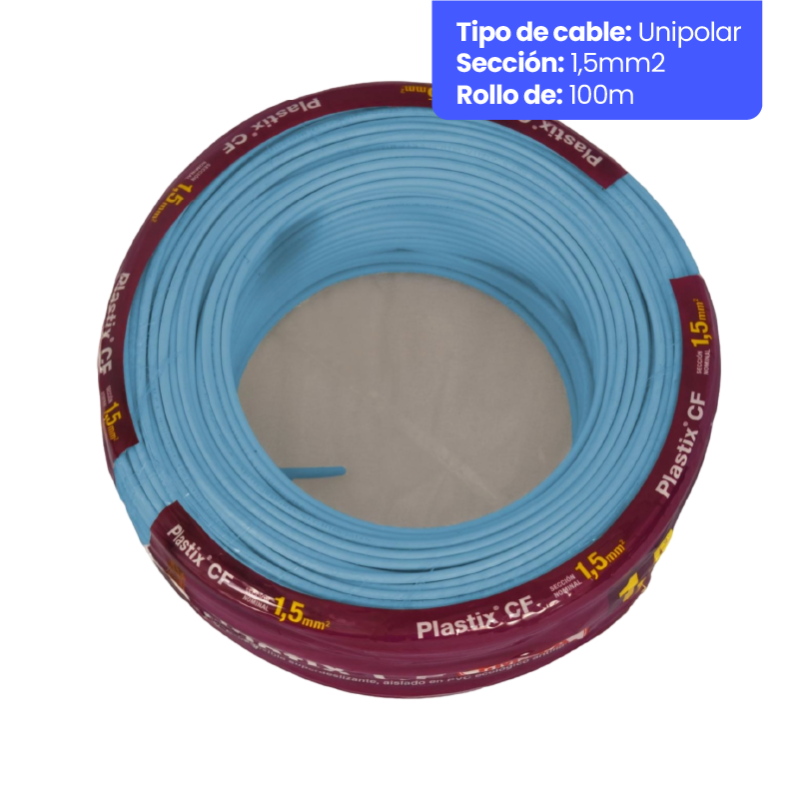 Rollo de cable unipolar IMSA PLASTIX CF 1,5mm2 100 metros norma IRAM 2183-NM247-3