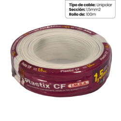 Rollo de cable unipolar IMSA PLASTIX CF 1,5mm2 100 metros norma IRAM 2183-NM247-3