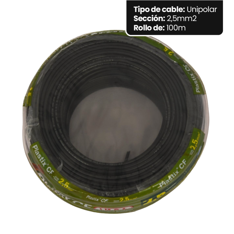 Rollo de cable unipolar IMSA PLASTIX CF 2,5mm2 100 metros norma IRAM 2183-NM247-3