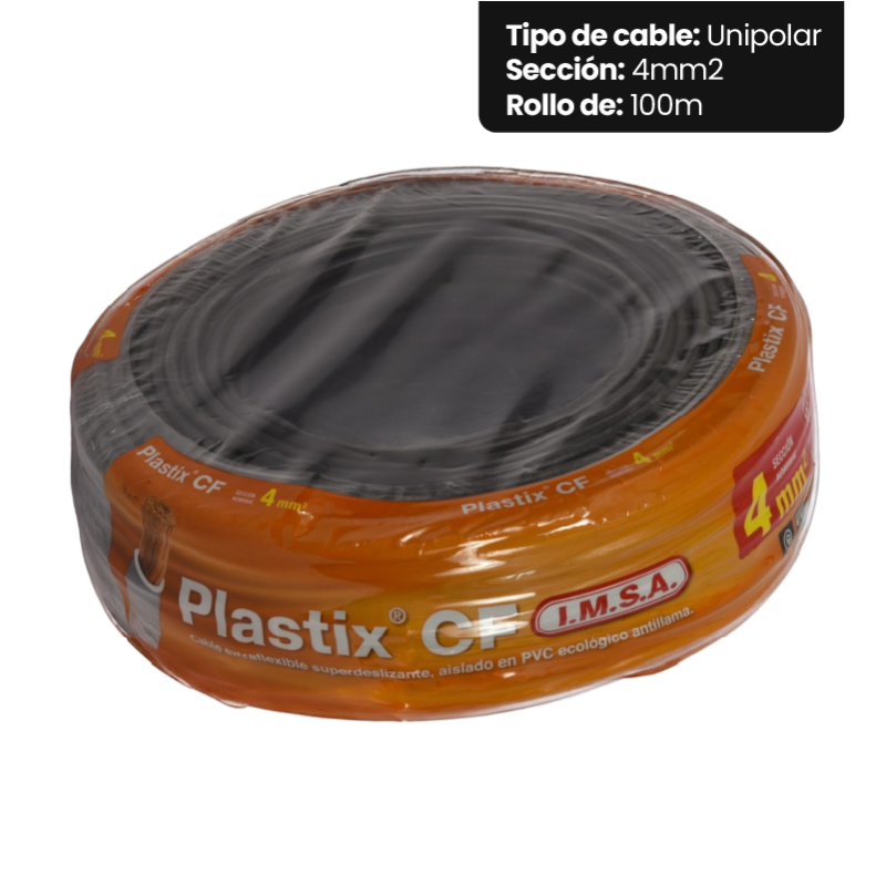 Rollo de cable unipolar IMSA PLASTIX CF 4mm2 100 metros norma IRAM 2183-NM247-3