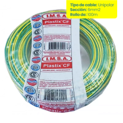 Rollo de cable unipolar IMSA PLASTIX CF 6mm2 100 metros norma IRAM 2183-NM247-3