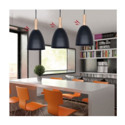 Colgante SAN JUSTO BARADERO Ovi para 1 luz E27 aluminio negro