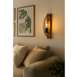 Aplique CARILUX Fusión para 1 luz E27 madera y metal negro