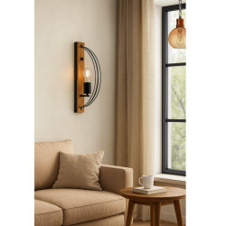 Aplique CARILUX Fusión para 1 luz E27 madera y metal negro