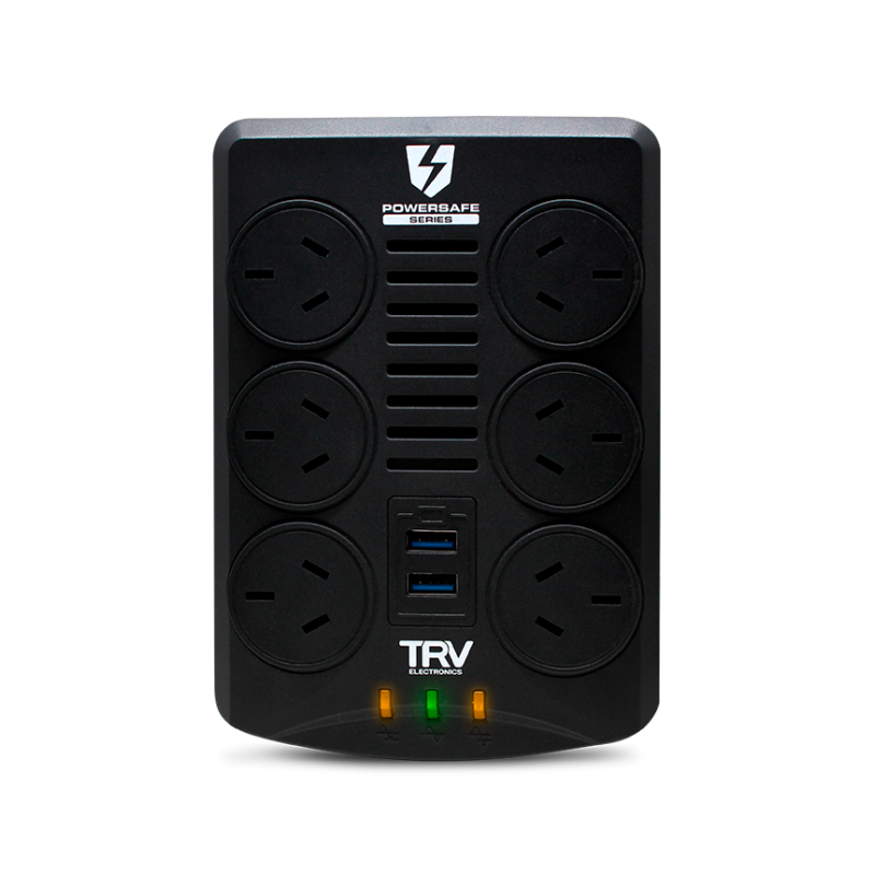 Estabilizador de tensión TRV POWERSAFE USB 2000VA USB 6 tomas + 2 USB