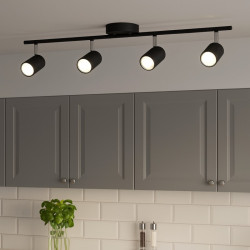 Aplique MARKAS HAFDÍS para 4 luces GU10 barral negro con cromo