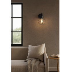 Aplique SAN JUSTO CARDALES mini jaula para 1 luz E27 negro